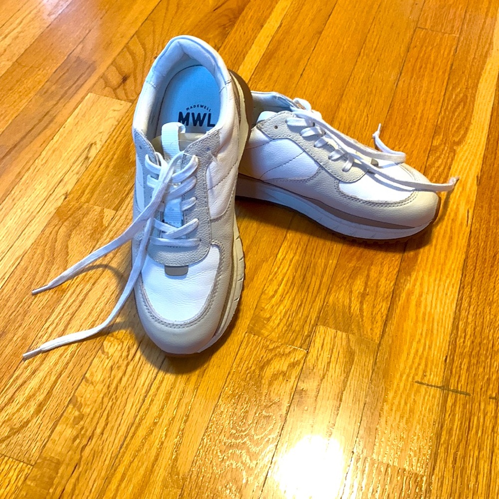 Madewell Kickoff Trainer Sneakers in Neutral Colorblock Leather- Womens Size 7